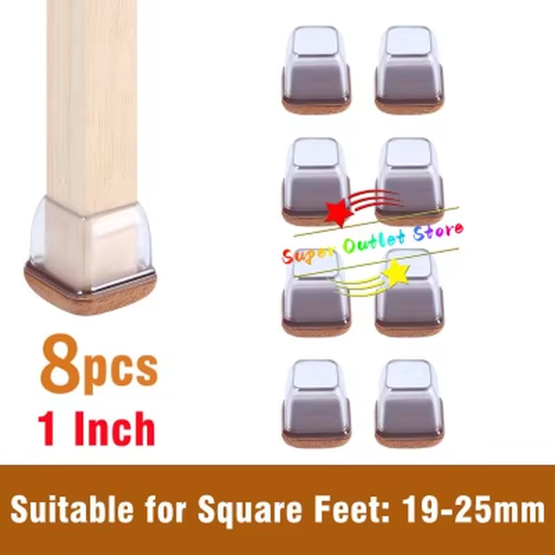 Latest 8PCS Chair Leg Floor Protectors with Thick Wrap Felt Pads Silicone Furniture Leg Covers Table Feet Caps to Protect Floors