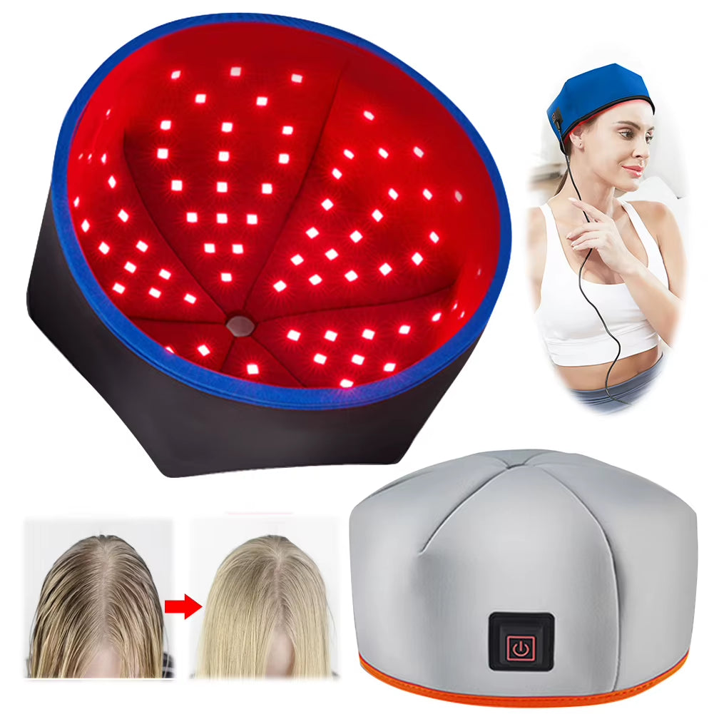 Red Light Hair Growth Cap Hair Growth Helmet Rechargeable Hair Regrowth Beanie Full Scalp Cap for Hair Loss Treatments