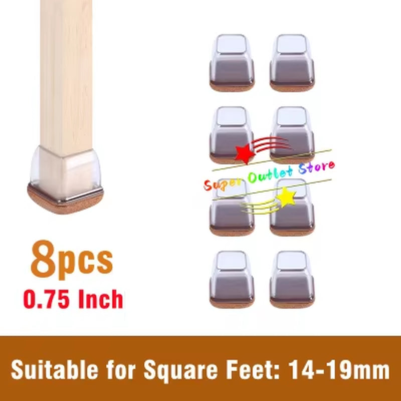 Latest 8PCS Chair Leg Floor Protectors with Thick Wrap Felt Pads Silicone Furniture Leg Covers Table Feet Caps to Protect Floors