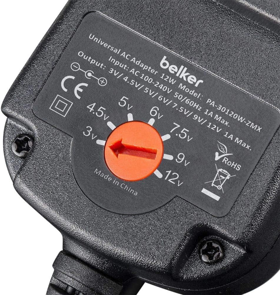 Belker 12W Universal 3V 4.5V 5V 6V 7.5V 9V 12V AC DC Adapter Power Supply for Ho